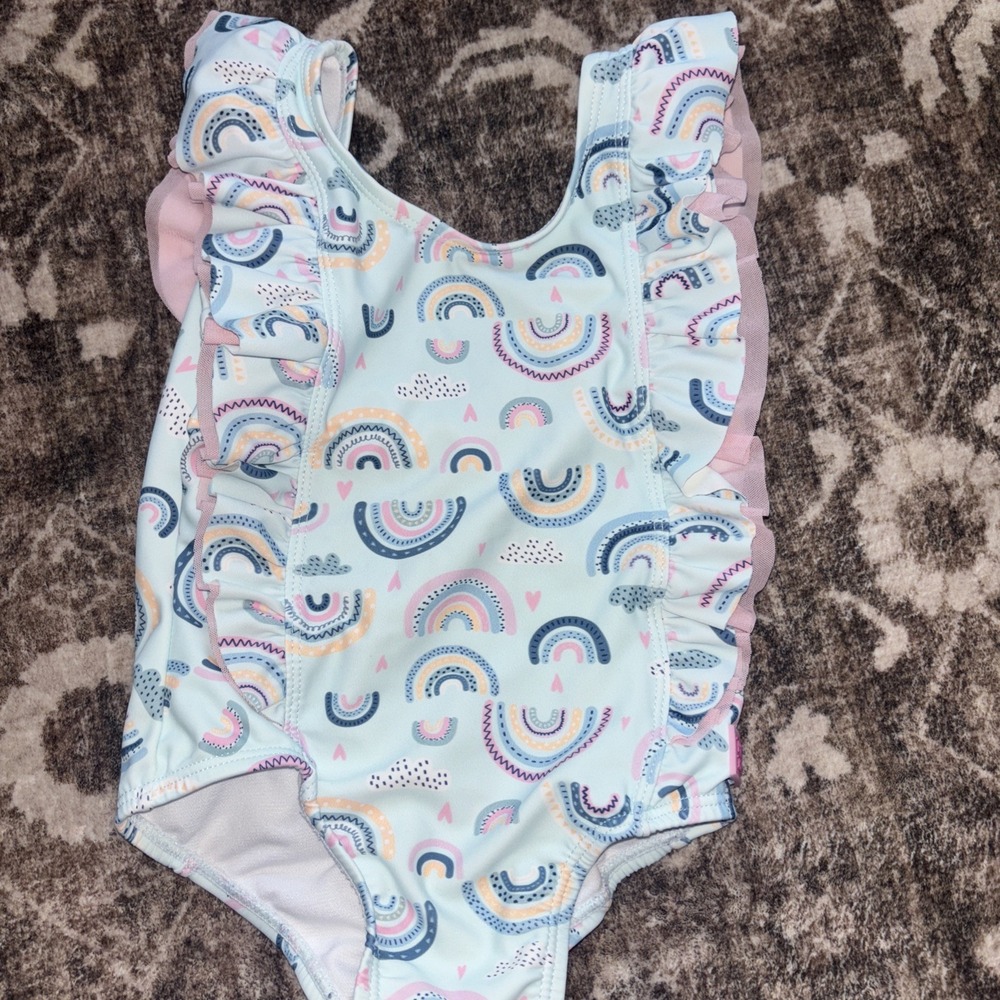 Rufflebutts Todder Girls 2T Rainbow Swimwear One Piece Bathing Suit